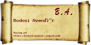 Bodosi Avenár névjegykártya